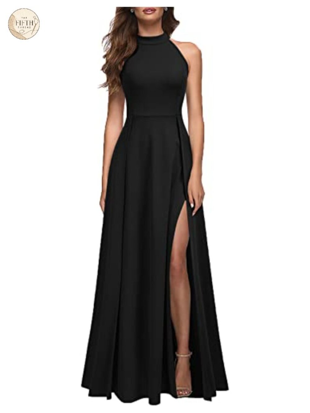 Halter Neck Split Maxi Formal Cocktail Party Dress